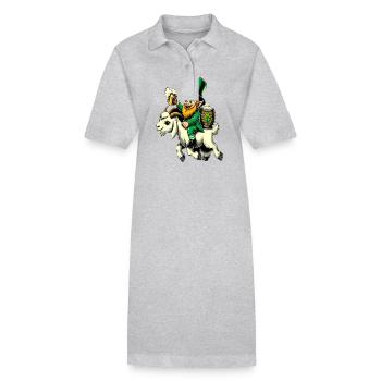 Lutin chevauchant une chèvre (lutin irlandais) - Robe polo bio PAIGER Stanley/Stella Femme - gris chiné - Devant