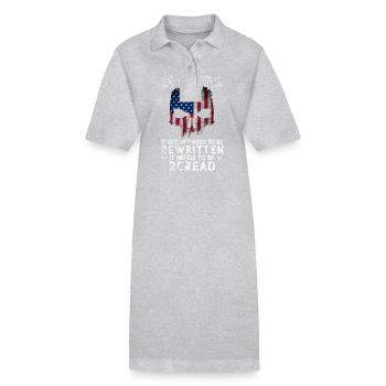Patriot Skull US Flag USA Constitution Needs To - Stanley/Stella PAIGER Organic Women’s Polo Dress - heather grey - Front