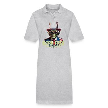Né libre, imposé à mort, 4 juillet - Robe polo bio PAIGER Stanley/Stella Femme - gris chiné - Devant