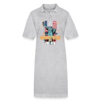 Fireworks Freedom July Statue of Liberty - Stanley/Stella PAIGER Organic Women’s Polo Dress - heather grey - Front