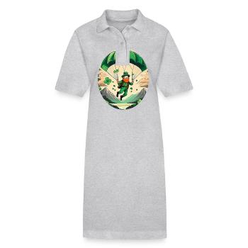 St. Patrick's Day Kleeblatt Gleitschirmfliegen - Stanley/Stella Frauen Bio-Polokleid PAIGER - Grau meliert - Vorne