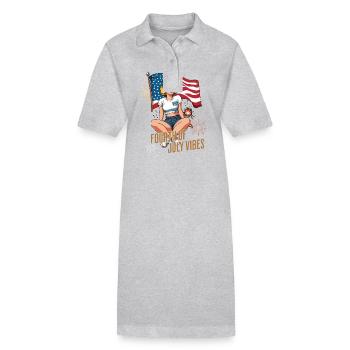 4 juillet Indépendance Sentiment américain - Robe polo bio PAIGER Stanley/Stella Femme - gris chiné - Devant