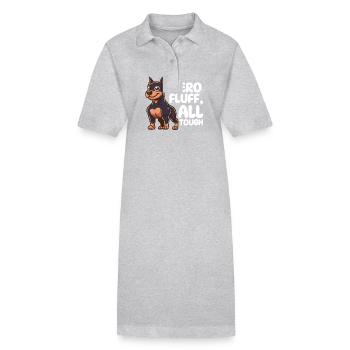 Null Flusen, alles zäh - Dobermann Hund - Stanley/Stella Frauen Bio-Polokleid PAIGER - Grau meliert - Vorne