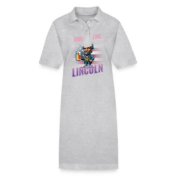 Drinkin Like Lincoln Retro Vintage Design - Stanley/Stella Frauen Bio-Polokleid PAIGER - Grau meliert - Vorne