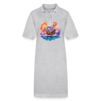 Piratenschiff für Kinder - Stanley/Stella Frauen Bio-Polokleid PAIGER - Grau meliert - Vorne