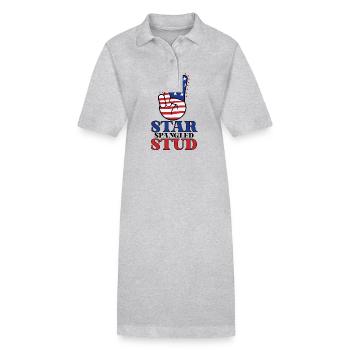 Star Spangled Stud Friedenszeichen USA Flagge - Stanley/Stella Frauen Bio-Polokleid PAIGER - Grau meliert - Vorne