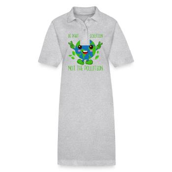 Baignade sur la plage et la mer sans plastique contre la pollution - Robe polo bio PAIGER Stanley/Stella Femme - gris chiné - Devant