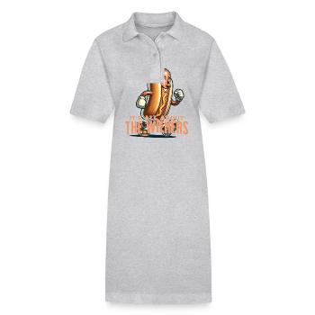 All About Wieners 4th Of July Memorial Day - Stanley/Stella PAIGER Organic Women’s Polo Dress - heather grey - Front