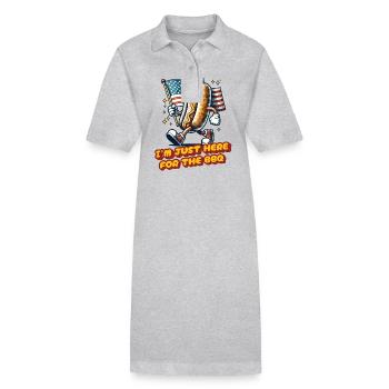 Here For BBQ 4th Of July Memorial Day Independence - Stanley/Stella PAIGER Organic Women’s Polo Dress - heather grey - Front
