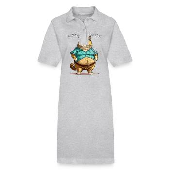 DICKE KATZE DICKES GLÜCK - Stanley/Stella Frauen Bio-Polokleid PAIGER - Grau meliert - Vorne