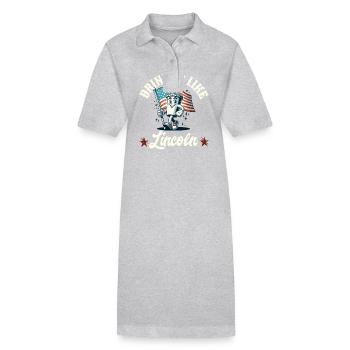Drinkin Like Lincoln 4th Of July Memorial Day - Stanley/Stella PAIGER Organic Women’s Polo Dress - heather grey - Front