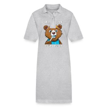 L’OURS BRILLE COMME UNE SUPERSTAR - Robe polo bio PAIGER Stanley/Stella Femme - gris chiné - Devant