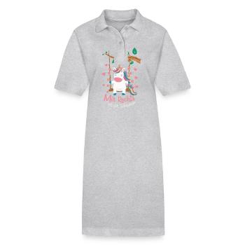 Einhorn Einhörner Fabelwesen Mystisch - Stanley/Stella Frauen Bio-Polokleid PAIGER - Grau meliert - Vorne