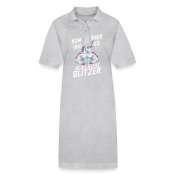 Einhorn Einhörner Fabelwesen Mystisch - Stanley/Stella Frauen Bio-Polokleid PAIGER - Grau meliert - Vorne