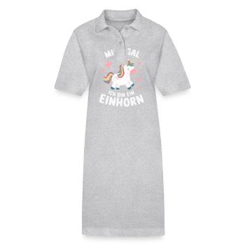 Einhorn Einhörner Fabelwesen Mystisch - Stanley/Stella Frauen Bio-Polokleid PAIGER - Grau meliert - Vorne