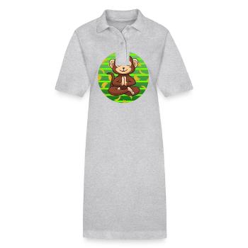 Yoga Monkey Zoo Om Méditer - Robe polo bio PAIGER Stanley/Stella Femme - gris chiné - Devant