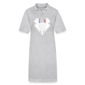 4 juillet Couleurs nationales Fête nationale des États-Unis - Robe polo bio PAIGER Stanley/Stella Femme - gris chiné - Devant