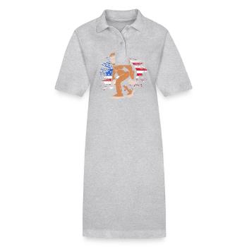4 juillet Couleurs nationales Fête nationale des États-Unis - Robe polo bio PAIGER Stanley/Stella Femme - gris chiné - Devant