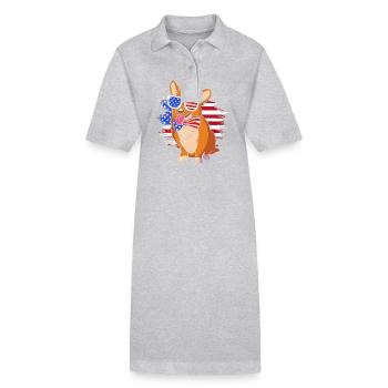 4 juillet Couleurs nationales Fête nationale des États-Unis - Robe polo bio PAIGER Stanley/Stella Femme - gris chiné - Devant