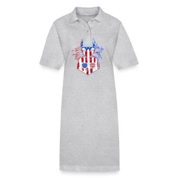 4 juillet Couleurs nationales Fête nationale des États-Unis - Robe polo bio PAIGER Stanley/Stella Femme - gris chiné - Devant