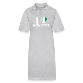 J’adore la Côte d’Ivoire - Robe polo bio PAIGER Stanley/Stella Femme - gris chiné - Devant