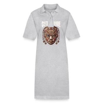 Côte d’Ivoire Afrique de l’Ouest Éléphant Drapeau ivoirien - Robe polo bio PAIGER Stanley/Stella Femme - gris chiné - Devant