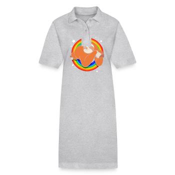 Faultier Faulheit Faulenzer Morgenmuffel LGBT - Stanley/Stella Frauen Bio-Polokleid PAIGER - Grau meliert - Vorne