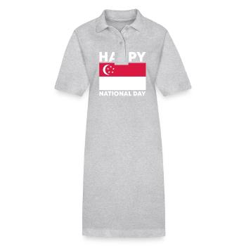 Singapur Nationalfeiertag - Stanley/Stella Frauen Bio-Polokleid PAIGER - Grau meliert - Vorne