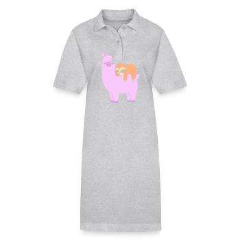 Faultier Faulheit Faulenzer Morgenmuffel Lama - Stanley/Stella Frauen Bio-Polokleid PAIGER - Grau meliert - Vorne