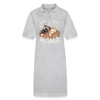 Meilleur maman dormant carlin au monde Mère chiot - Robe polo bio PAIGER Stanley/Stella Femme - gris chiné - Devant