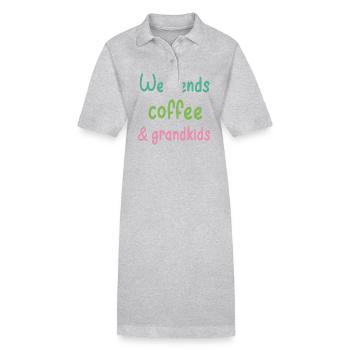 Weekends coffee and grandkids quote weekends - Stanley/Stella PAIGER Organic Women’s Polo Dress - heather grey - Front