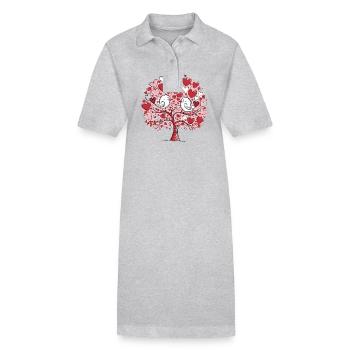 Romantischer Herzbaum mit Liebesvögeln für einen - Stanley/Stella Frauen Bio-Polokleid PAIGER - Grau meliert - Vorne