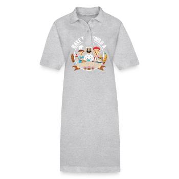 Mieux faire vivre le monde - Robe polo bio PAIGER Stanley/Stella Femme - gris chiné - Devant