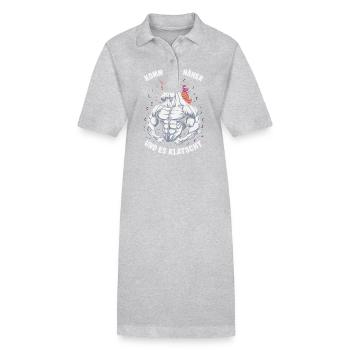 Einhorn Einhörner Fabelwesen Mystisch - Stanley/Stella Frauen Bio-Polokleid PAIGER - Grau meliert - Vorne