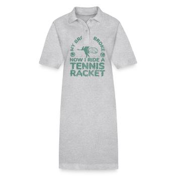 Funny Tennis Player Racket - Stanley/Stella Frauen Bio-Polokleid PAIGER - Grau meliert - Vorne