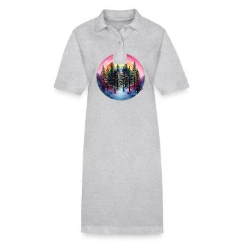 Arc-en-ciel, forêt, nature, amoureux de la nature, épinette - Robe polo bio PAIGER Stanley/Stella Femme - gris chiné - Devant