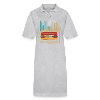 Cassette Crayon Vintage Musique classique - Robe polo bio PAIGER Stanley/Stella Femme - gris chiné - Devant