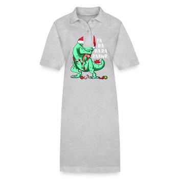 Drôle de T-Rex en chapeau de Père Noël FA RA RAWR Cadeau de Noël - Robe polo bio PAIGER Stanley/Stella Femme - gris chiné - Devant