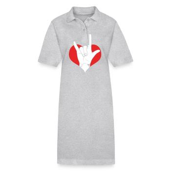 Langue des signes ASL sourd - Robe polo bio PAIGER Stanley/Stella Femme - gris chiné - Devant