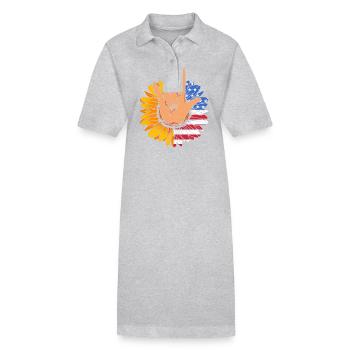 Langue des signes ASL sourd - Robe polo bio PAIGER Stanley/Stella Femme - gris chiné - Devant