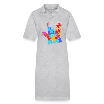Langue des signes ASL sourd - Robe polo bio PAIGER Stanley/Stella Femme - gris chiné - Devant