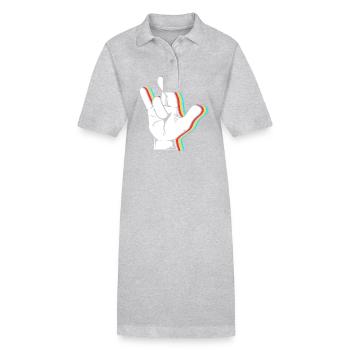 Langue des signes ASL sourd - Robe polo bio PAIGER Stanley/Stella Femme - gris chiné - Devant