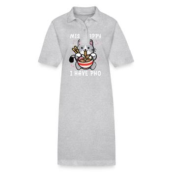 Funny Pho Cute Kawaii Cat Eating Pho - Stanley/Stella PAIGER Organic Women’s Polo Dress - heather grey - Front