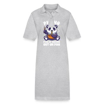 Funny Pho Cute Panda Eating Pho - Stanley/Stella PAIGER Organic Women’s Polo Dress - heather grey - Front