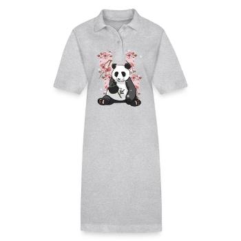 Asien China Kirschblüte Pandabär Bären Japan - Stanley/Stella Frauen Bio-Polokleid PAIGER - Grau meliert - Vorne