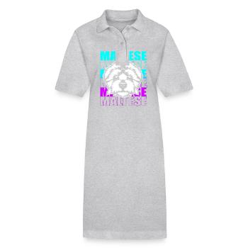 Malteser Hund - Stanley/Stella Frauen Bio-Polokleid PAIGER - Grau meliert - Vorne