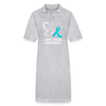 Lung Cancer Survivor Lung - Stanley/Stella PAIGER Organic Women’s Polo Dress - heather grey - Front