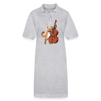 Cat Double Bass Player - Stanley/Stella PAIGER Organic Women’s Polo Dress - heather grey - Front
