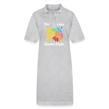 13th Birthday Ten Year of Birth Date of Birth Date of Birth - Stanley/Stella PAIGER Organic Women’s Polo Dress - heather grey - Front