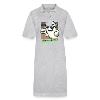 Booing fantôme drôle fantôme Halloween design - Robe polo bio PAIGER Stanley/Stella Femme - gris chiné - Devant